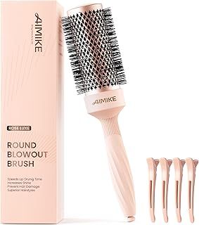 AIMIKE ROSE LUXE Round Hair Brush, Nano Thermal Ceramic & Ionic Tech Round Brush, Professional Hair Brush for Blow Drying, Styling, Curling & Add Volume,1.7 Inch Barrel Brush