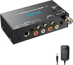 YGiTK Phono Preamp,Turntable Preamplifier with RCA Input & 6.35MM Headphone and RCA Output, Low Noise Operation, DC12V Power Adapter for MM Turntable Mini Stereo Audio Hi-Fi Phonograph/Record Player