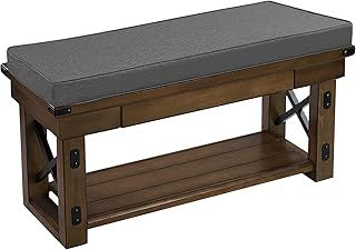 2 Seater Bench Cushion 108x45x6cm Thick Bench Pad Mat Garden Patio Seat Cushion Soft Seat Pad for Garden Furniture Chair Indoors Outdoors, Charcoal Grey