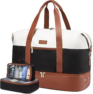 LOVEVOOK Travel Bags for Women, Waterproof Overnight Weekend Hospital Holdall Duffle Bag with Shoes Compartment & Trolley Sleeve, Cabin Carry On Flight Bag for Ryanair easyJet