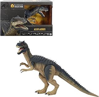 Mattel Jurassic World Hammond Collection Allosaurus Dinosaur Action Figure, Premium Movie Design, Glass Eyes & Wired Tail, 19 Points of Articulation, JCG13