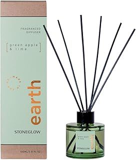 Stoneglow Elements Collection - Earth - Green Apple & Lime 100ml Scented Reed Diffuser (Green)