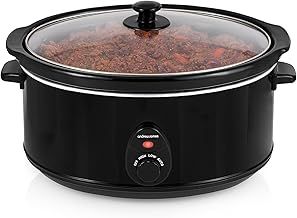 Andrew James 6.5L Slow Cooker with Removeable Easy Clean Ceramic Bowl, 3 Temperature Settings, Energy Efficient Large Slow Cooker with Tempered Glass Lid, Cool Touch Handles & Non-Slip Feet (Black)
