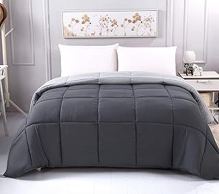 Duvet Double and Anti Allergy 4.5 Tog Summer Lightweight 150GSM Quilt NO Pillowcases Only Duvet Dark Grey and Light Grey