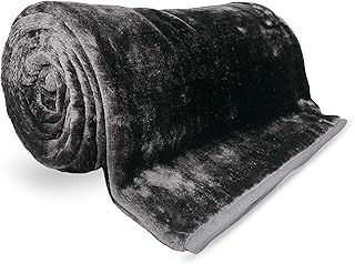 Bear&Panda Cosy Faux Fur Mink Throw Blankets Silver Grey Travel Size - Super Soft Fluffy Warm Solid Bed Throws for Sofas Blanket 150x200cm Flannel Fleece (Charcoal, King 200 x 240 cm)