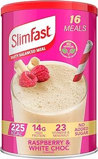 SlimFast Meal Replacement Shake for Weight Loss & Balanced Diet, High Protein, Vitamins, Minerals, White Chocolate & Raspberry Flavour, 16 Meals, 584 g, Packaging May Vary