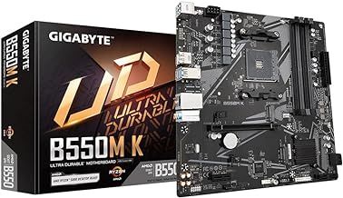 Gigabyte B550M K Motherboard - Supports AMD Ryzen 5000 Series AM4 CPUs, up to 4733MHz DDR4 (OC), 2xPCIe 3.0 M.2, GbE LAN, USB 3.2 Gen1