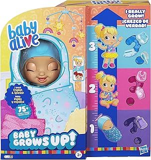 Baby Alive Baby Grows Up (Happy) – Happy Hope or Merry Meadow, Growing and Talking Baby Doll Toy with Surprise Accessories