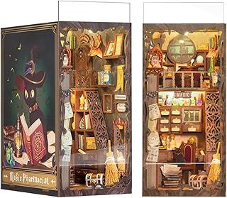 CUTEBEE Book Nook Kit , DIY Miniature Dollhouse Booknook Kits for Adults,3D Puzzles Wooden Bookend Model Building ,Book shelf Insert Decor Gift(Magic Pharmacist)