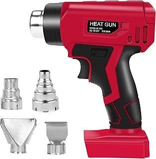 Cordless Hot Air Gun Compatible with Milwaukee M18 18V Battery, Max. 430℃ Cordless Heat Gun with 4 Nozzles for Paint Stripping, Bending Pipes, DIY (No Battery)