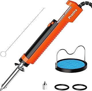 Preciva Electric Desoldering Pump, 30W Desoldering Iron Solder Sucker Pump with Nozzles 1.0mm 1.2mm for Through-Hole De-Soldering (Orange)