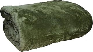 Deluxe faux fur soft Double King Throw Bed/sofa (King 200 x 250, Olive Green)
