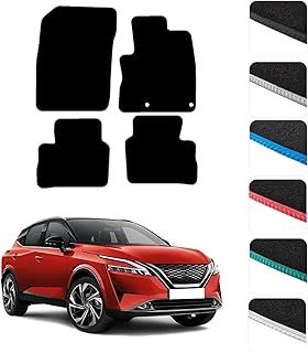 GCM - Car Floor Mats for Qashqai Hybrid (J12) 2021 to Present- Anti Slip & Fit Car Mat with Clips Easy to Clean Car Carpet for All-Weather- Black Edging, Carpet