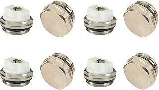 x4 Air Bleeder & Blank Cap Set Manual Radiator AIR Vent Bleed Plug Valve Kit 1/2" BSP