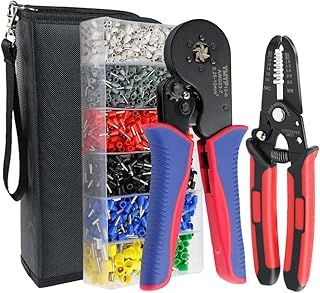Ferrule Crimping Tool AWG 23-7 (0.25mm²-10mm²), Hexagonal Crimper Plier with Wire Stripper & 1900Pcs End-Sleeves Terminals Kit