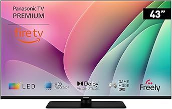 Panasonic TV-43W80AEY W80 Series 43 inch 4K Ultra HD LED Smart TV, 2024, Fire TV, Freely, Dolby Vision & Atmos, Alexa Voice Control, Airplay, Black