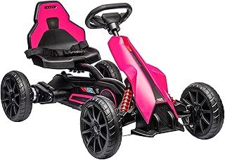 HOMCOM 12V Electric Go Kart for Kids, Ride-On Racing Go Kart with Forward Reversing, Rechargeable Battery, 2 Speeds, for Boys Girls Aged 3-8 Years Old - Red