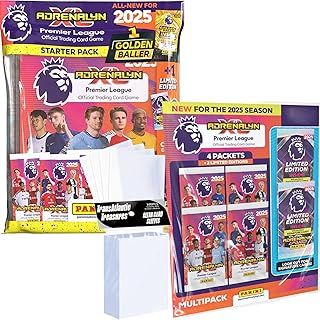 Panini Adrenalyn XL Premier League Soccer Trading Cards 2024-2025 Starter Pack Plus Multipack & 100 Card Protectors