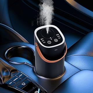 Rechargeable Car Scent Air Machine Waterless Essential Oil Diffuser, Portable Diffuser for Essential Oils with Touch Panel and Handle, Aroma Diffuser Air Freshener for Car Home Room Office Yoga(black)