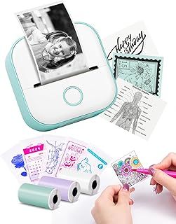 Memoking Print Pods Mini Printer - Sticker Printer T02 Portable Thermal Label Maker Inkless Sticker Maker Machine Pocket Phone Instant Print for Study Graphics, Anatomical Diagrams, Photos