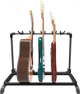 GUITTO Multi Guitar Rack Stand Foldable Universal Display Rack Portable Guitar Holder for Band Stage Bass Acoustic Guitar -5 Holder GGS-07