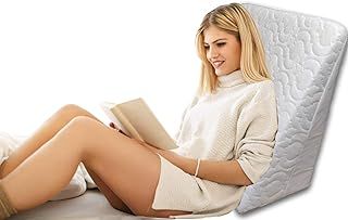 Wedge Pillow Support Cushion - Perfect for Bed and Couch | Reduce Back Pain, Snoring, Acid Reflux & Respiratory Problems - Ideal Foam for Sleeping, Reading & Rest - Breathable Washable Cover