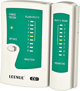 LEENUE Network Cable Tester POE, Ethernet Cable Tester for Cat7 Cat6 Cat5 RJ45 Network Cables and RJ11 Telephone Cable, Lan Tester, Green