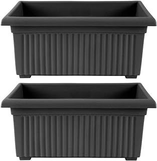 Muddy Hands Pack of 2-53cm Black Long Trough Plant Pots Large Plastic Planters Indoor Home Outdoor Garden Fruit Salad Vegetable Herb Flower Box