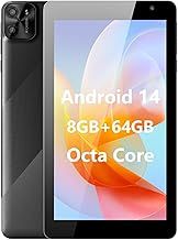 PRITOM 7 inch Android 14 Tablet PC with 8GB (3 + 5 GB expand) RAM 64 GB ROM, 8-Core, 5G WiFi, Dual Camera, Bluetooth, 7" Tablet