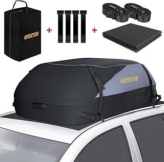 Car Roof Bag - 15 Cubic Feet (400L) Waterproof Roof Boxes for Cars with/without Roof Rack with 6 Sturdy Straps, Anti-Slip Mat & Storage Bag for Cars, SUVs, Travel, Holidays Roof Box Storage