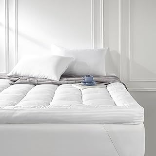 Snuggledown Hotel Collection Mattress Topper Single Bed - 10cm Extra Deep & Super Comfy Quilted Luxury Satin Striped Single Mattress Topper - Easy Fit Straps, Hypoallergenic, Washable (90 x 190cm)