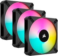 Corsair iCUE AF120 RGB ELITE 120mm PWM Triple Fan Kit - Eight RGB LEDs Per Fan - AirGuide Technology - Fluid Dynamic Bearing - Zero RPM Fan Mode - Included iCUE Lighting Node CORE Controller - Black