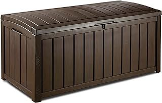 Keter Glenwood 390L Outdoor 60% recycled Garden Furniture Storage Box Brown| Fade Free | All Weather Resistant | Safe and Secure | Zero Maintenance | 2 year Warranty
