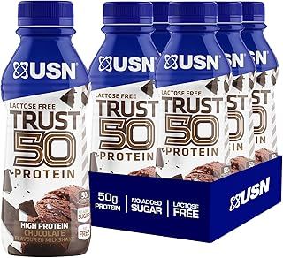 USN Trust 50 Pre-mixed & Ready to Drink Protein Shake Bottles: 6 x 500 ml Chocolate High Protein Recovery Drinks