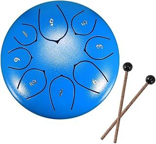 Slit Drums, Steel Tongue Drum, 6 inches 8 Tone D Key, Handpan Drum with Drumsticks, Bag, Finger Cover, Percussion Instrument for Musical Education Concert Mind Healing Yoga Meditation