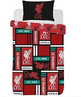Liverpool FC Football Duvet Cover Sets Bedding Single Bed Set with Pillowcase LFC Block Football Gifts for Boy and Girls (Single)