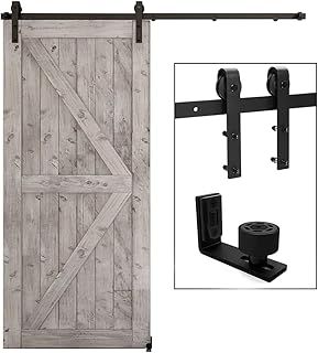 TSMST 5FT/152CM Sliding Door Track Barn Door Hardware Kit Closet Rail Roller Accessory Adjustable Floor Guide