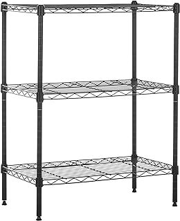 Amazon Basics 3-Shelf Narrow Storage Unit With Height Adjustable Shelves and Levelling Feet, 340 kgs Max Weight, Black, 34 cm D x 58.9 cm W x 76.2 cm H