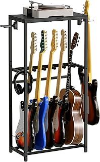 Guitar Stand for Acoustic Holder, Electric Guitar, Bass, Ukulele, Multiple Guitar Rack Holder, Floor Adjustable for Guitars, Guitar Amp Accessories, for Home Music Studio, Black AGSHB6501