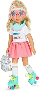 Glitter Girls Dolls – Sunnie 14-inch Poseable Fashion Doll – Blonde Hair & Green Eyes – Retro Rainbow Roller Skates, Backpack, and Headphones – Toys, Clothes, and Accessories for Kids Ages 3+