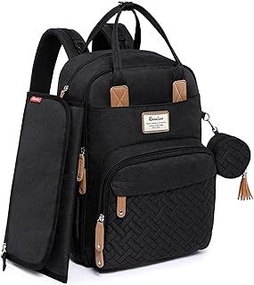 Baby Changing Bag Backpack, Neutral All-in-One Nappy Backpack for, Multifunction Baby Bags with Portable Changing Pad, Stroller Straps, Pacifier Case and Insulated Pockets, Black