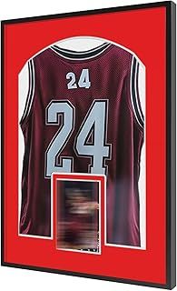 Sports Jersey Display - Aluminum Alloy Football Shirt Frame, DIY Adult Kit (80*60cm) - Red Frame, White Backing Card
