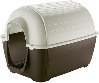 Ferplast Outdoor Dog Kennel Kenny 01 Dog House Made of Impact and UV-Resistant thermoplastic Resin, Liquid Drain System, Ventilation Grill, Can be dismantled for Cleaning, 50 x 78 x h 50 cm