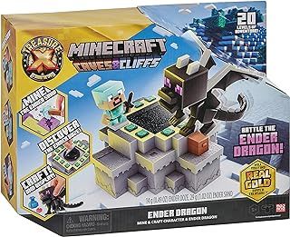 Treasure X Minecraft Caves & Cliffs Ender Dragon. Mine & Craft Character and Ender Dragon. Mine, Discover & Craft with 20 Levels of Adventure, Will you find the Real Gold Dipped Treasure?