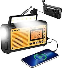 XHDATA D-608WB Wind Up FM/AM/SW Radio Torch Solar Hand Crank Emergency Rechargeable Battery Weather Radio Bluetooth MP3 USB Phone Charging Flashlight Reading Lamp SOS Alarm Headphone Jack for Camping