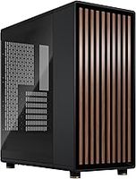 Fractal Design North Charcoal Black Tempered Glass Dark - Wood Walnut front - Glass side panel - Two 140mm Aspect PWM fans included - Type C USB - ATX Airflow Mid Tower PC Gaming Case