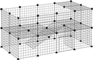 PawHut DIY Pet Playpen Metal Wire Fence Indoor Outdoor Rabbit Small Animals Cage 36 Panel Enclosure Black