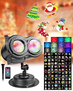 Christmas Projector Outdoor 24 Rotating Patterns, IP44 LED Christmas Lights, Perfect for Halloween, Christmas, New Year, and Festival Parties, Featuring Ghosts and Snowflakes Projector
