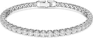 Swarovski Matrix Tennis bracelet, Round cut, Pink, Rhodium plated