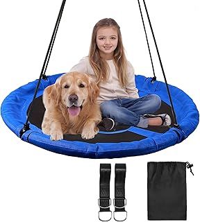 REDCAMP 110 cm Nest Swing Seat for Children Kids Indoor Outdoor, Large Round Saucer Tree Swing, 500 Lbs Weight Capacity, Great for Tree, Backyard, Playground, Easy to Install, Blue